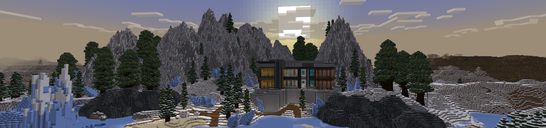 Winter Billionaire Mansion Panorama