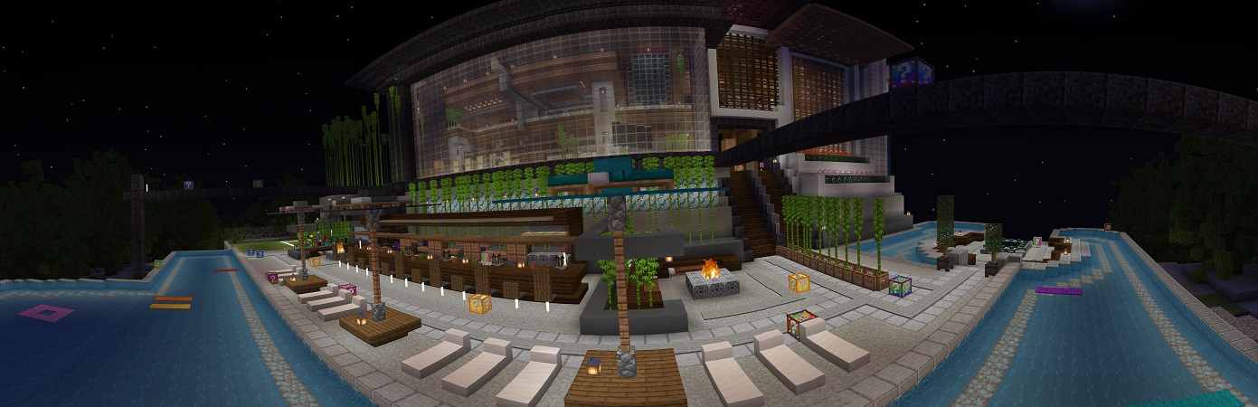 Lucky Skyblock Modern Mansion Panorama