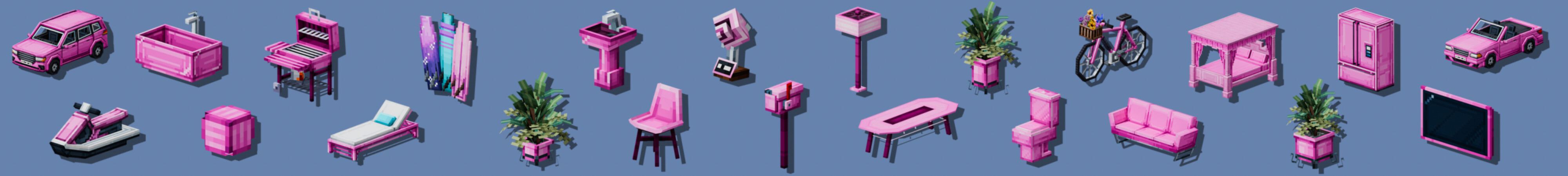Cute Pink Modern Mansion Panorama