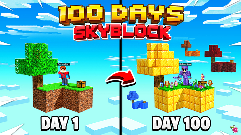 100 Days Skyblock Key Art