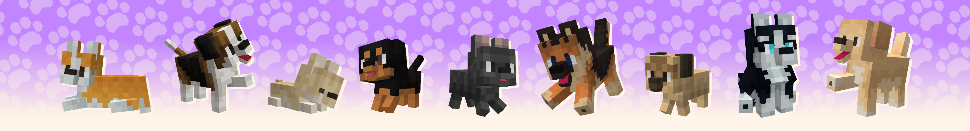 Many Dogs | Minecraft, image size:3317x450