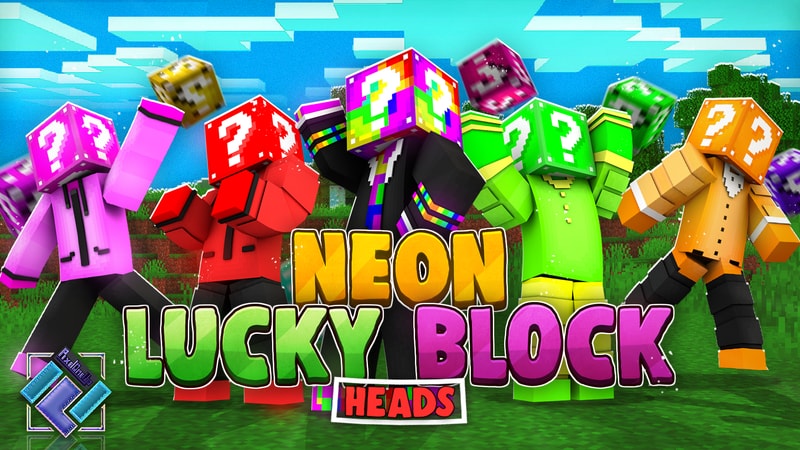 Neon Lucky Block Heads on the Minecraft Marketplace by PixelOneUp Neon Lucky Block Heads on the Minecraft Marketplace by PixelOneUp
