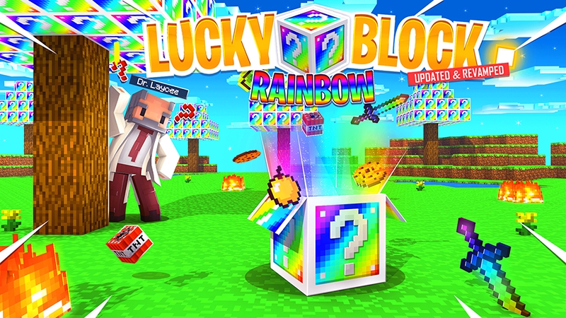 Lucky Block Rainbow By Kubo Studios Minecraft Marketplace Via Playthismap Com - roblox rainbow lucky block
