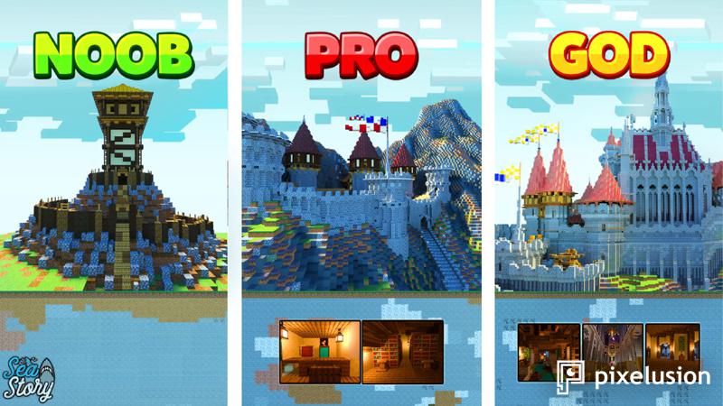 NOOB vs PRO vs GOD Castles Key Art