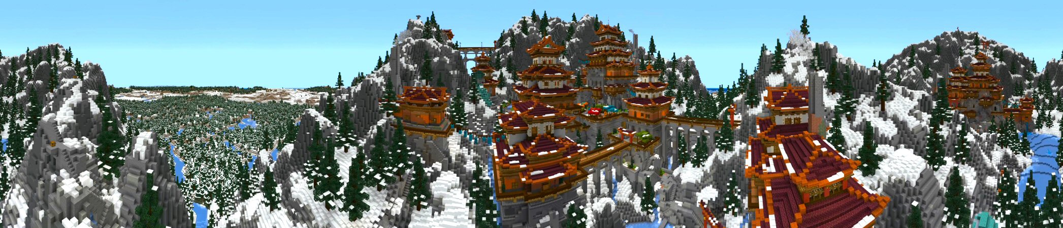 Snowy Mountain Temple Panorama