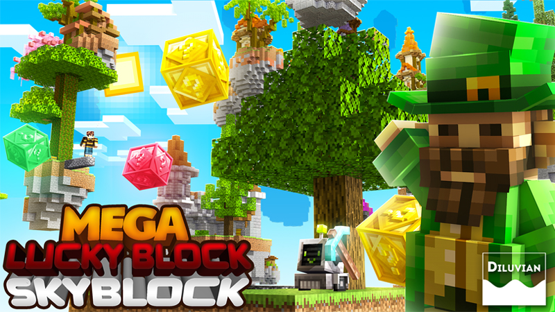 Mega Lucky Block Skyblock Key Art